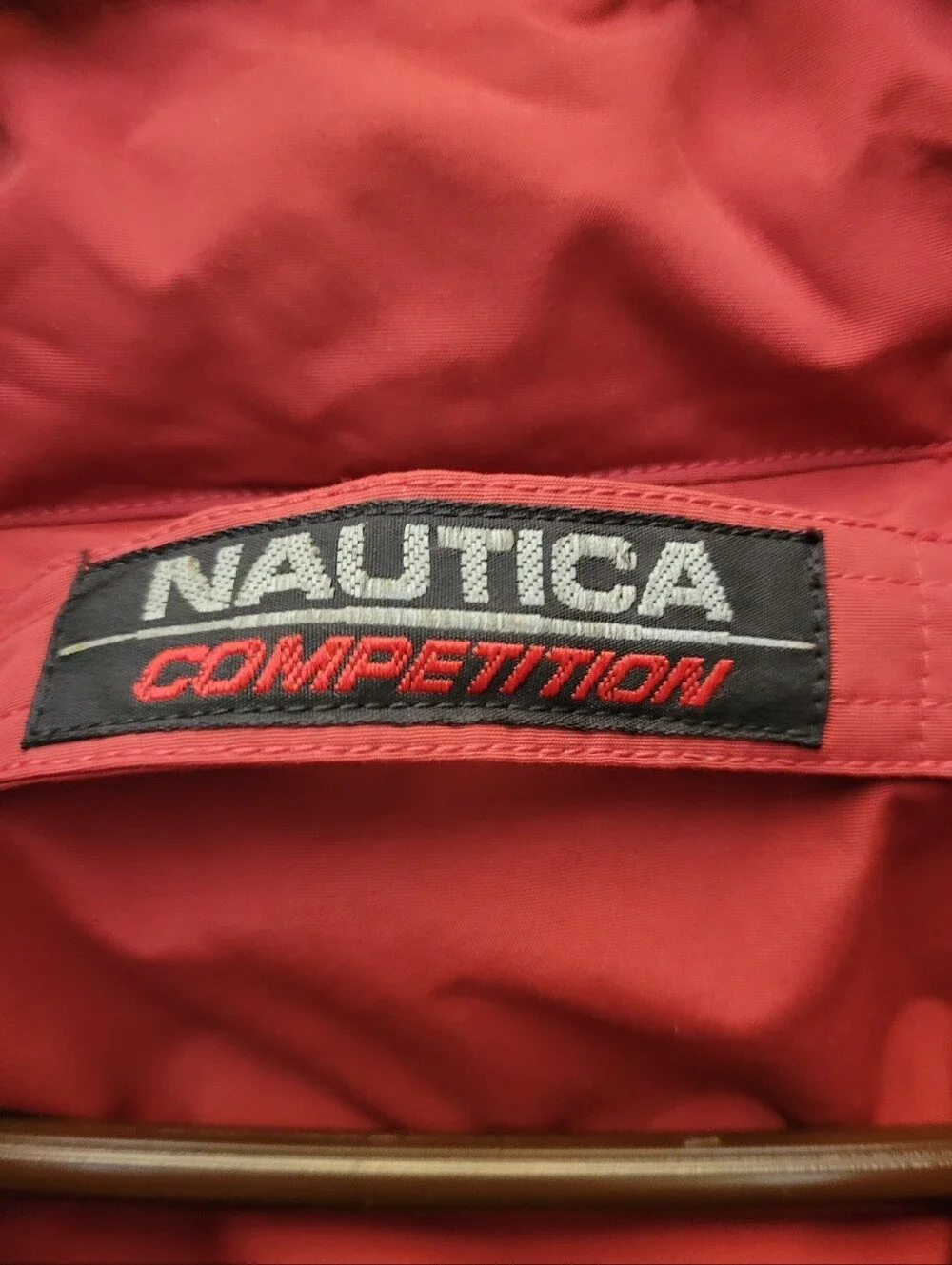 Nautica Red Competition Reversible 100% Down Jacket with Dark Green Stripes